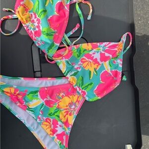 Floral Bikini Set in Pink and Green